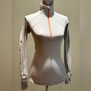 Lululemon Grey with Orange Detail Half Zip, Size 2